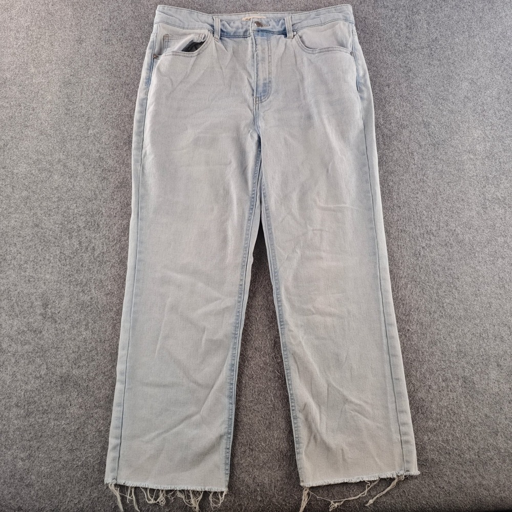 OAT New York Straight Leg Jeans Womens 12/31 Light Wash Blue Frayed Hem Denim
